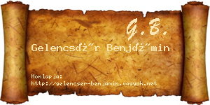 Gelencsér Benjámin névjegykártya
